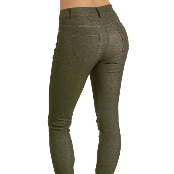 Jean Look Jeggings Tights Slim Fit Pull Up Pants  - Picture 5 of 6